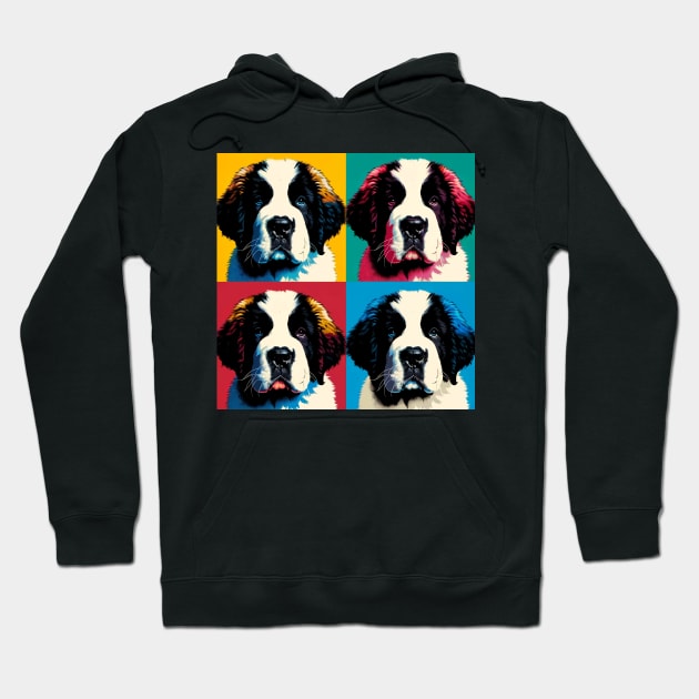 Pop Retro Saint Bernard Puppy Art Painting - Cute Puppy Hoodie by PawPopArt